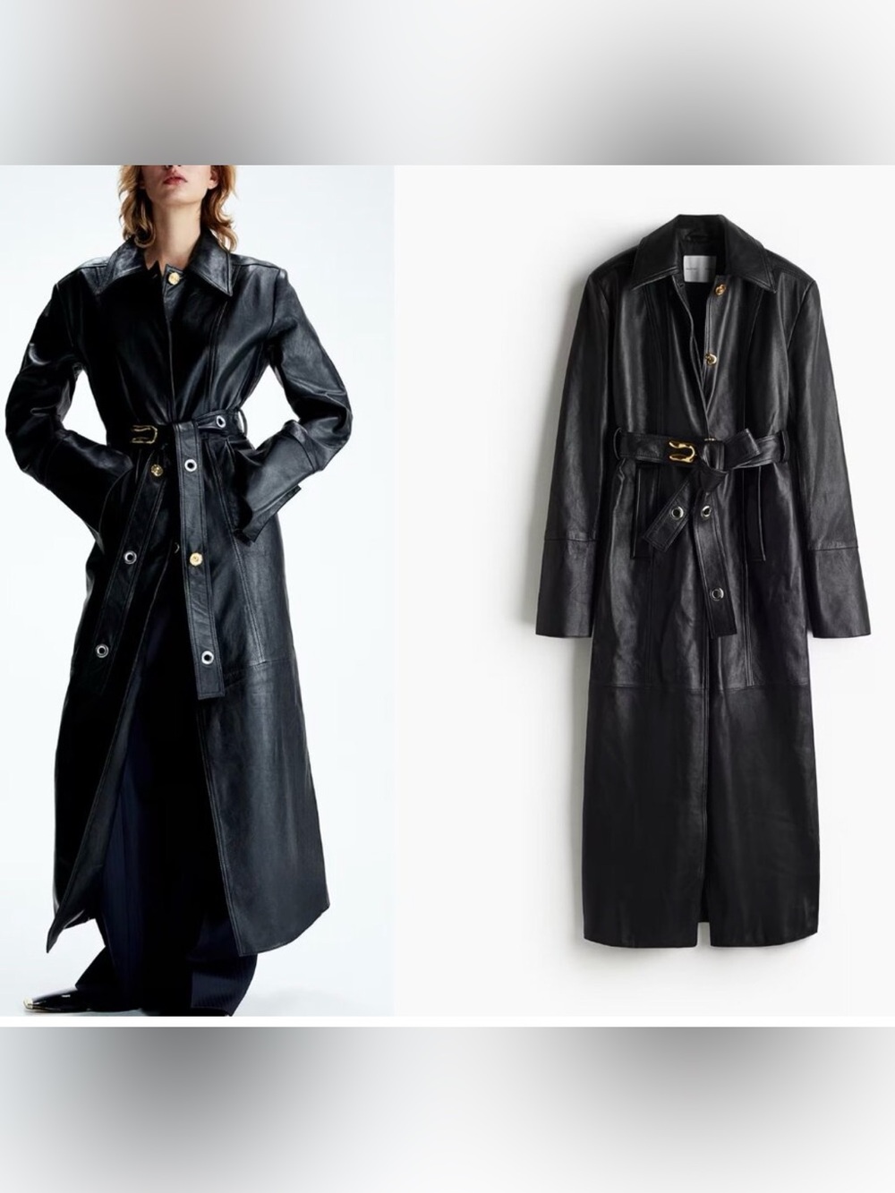 H&M Capsule Statement-Button Leather Coat Medium (fits like a Small)